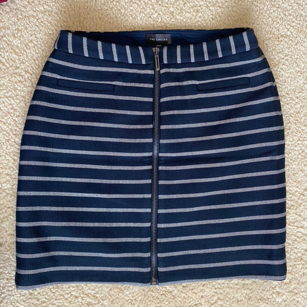 The Limited Navy Striped Skirt